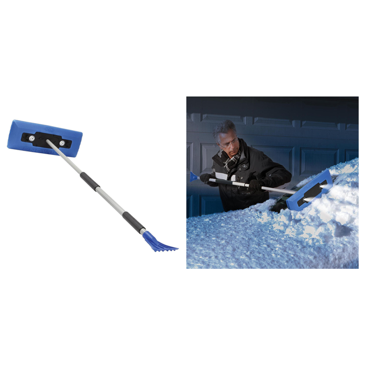 Snow Joe 4-In-1 Telescoping Snow Broom + Ice Scraper with LED Lights product image