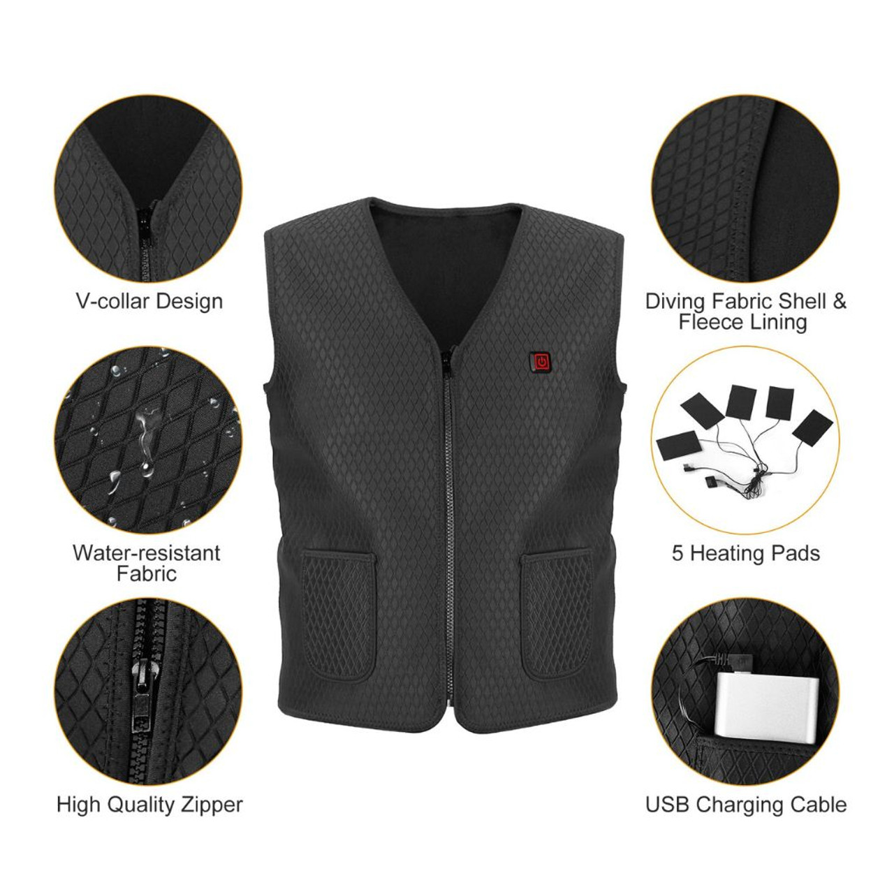 N'Polar™ 5-Zone Fleece-Lined Heated Vest with Power Bank product image