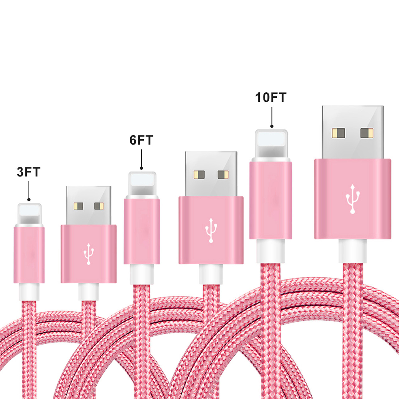 3-, 6-, and 10-Foot Braided MFi Lightning Cables for Apple Devices (3-Pack) product image