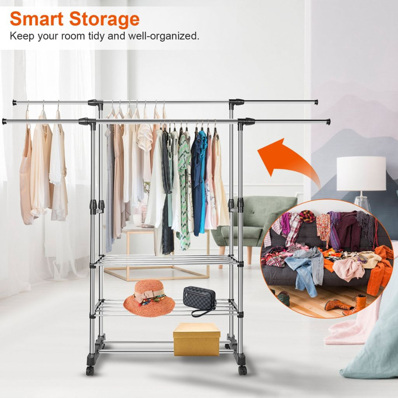 NewHome™ Extendable Garment Hanging Rack product image