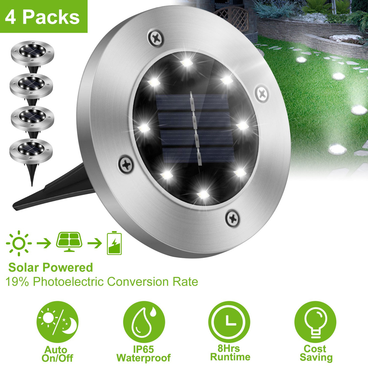 Solarek® Solar-Powered Outdoor Pathway Light (4- or 8-Pack) product image