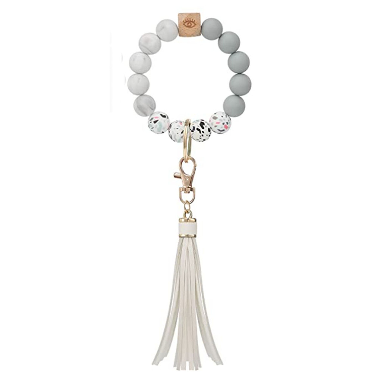 Stretchy Beaded Wristlet Keychain with Tassel product image
