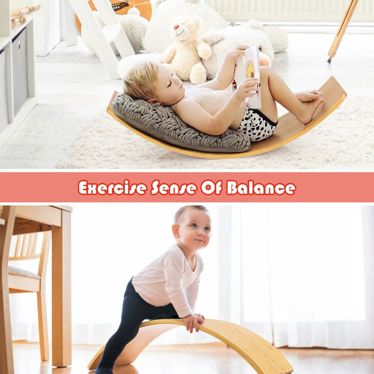 35.5" Babyjoy Wooden Wobble Balance Board product image