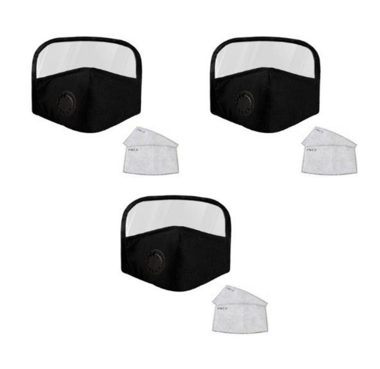 Cotton Face Mask with Eye Shield and Carbon Filters (3-Pack) product image