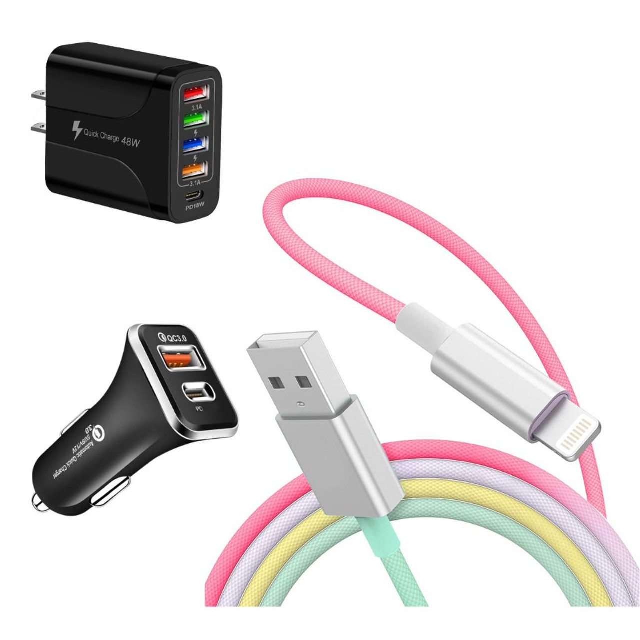 6-Foot Lightning Charging Cable with Car or Wall Adapter product image