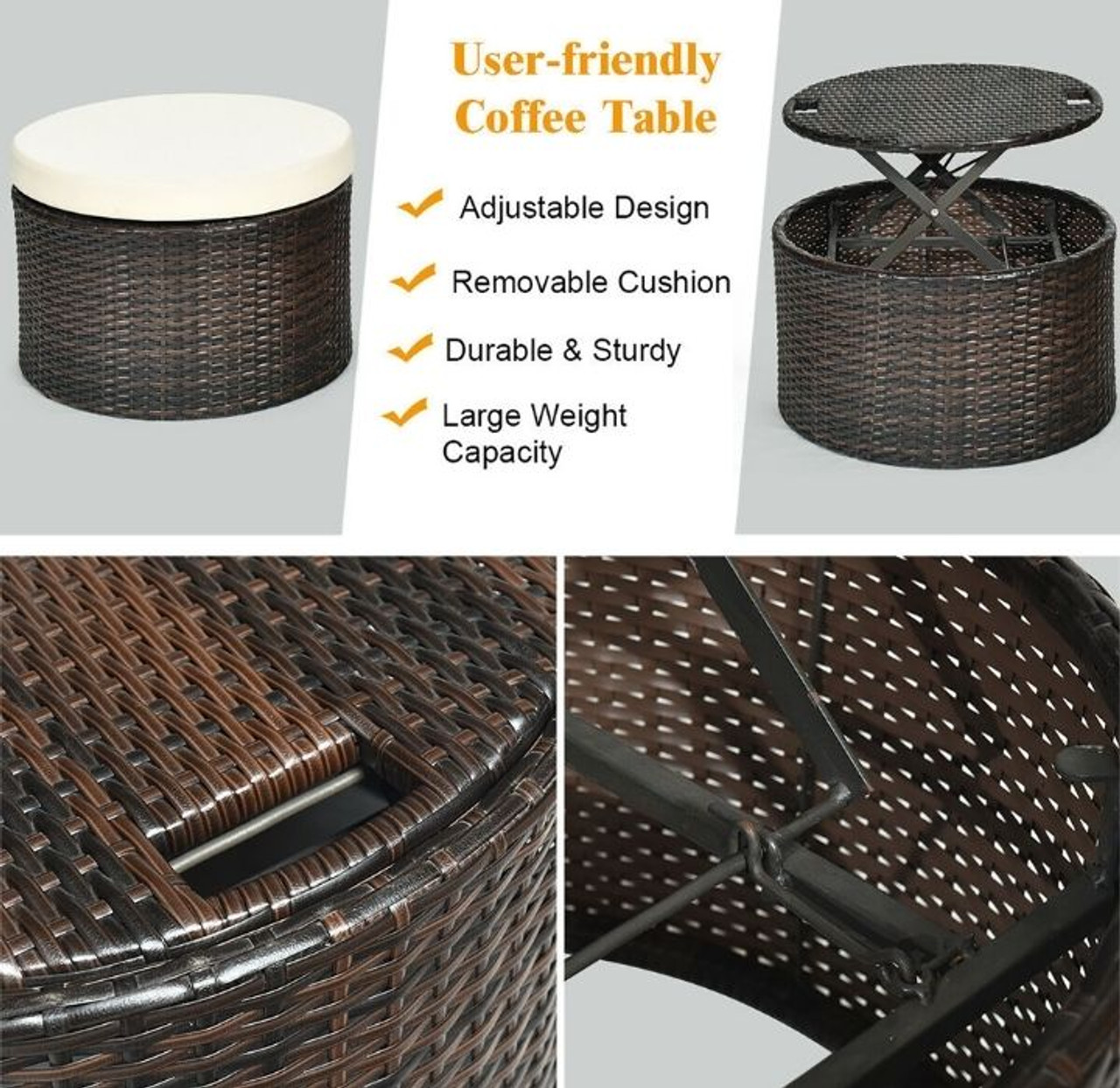 Rattan Adjustable Cushioned Canopy Daybed product image