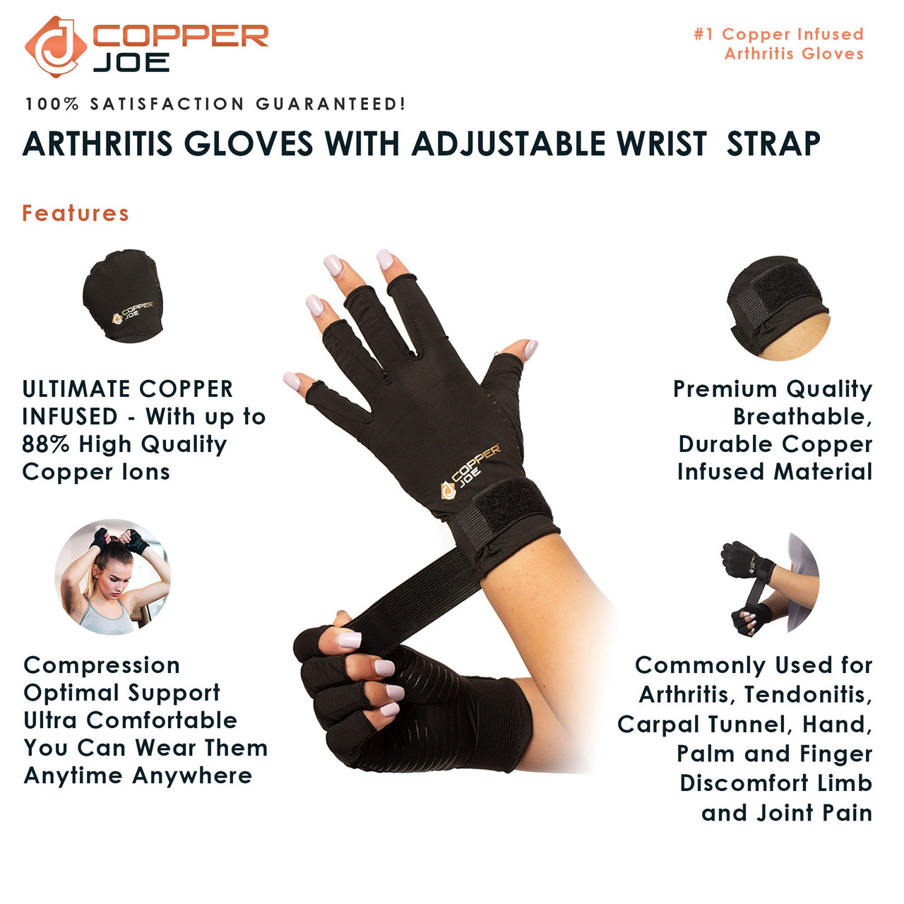 Copper Joe Fingerless Arthritis Gloves  product image