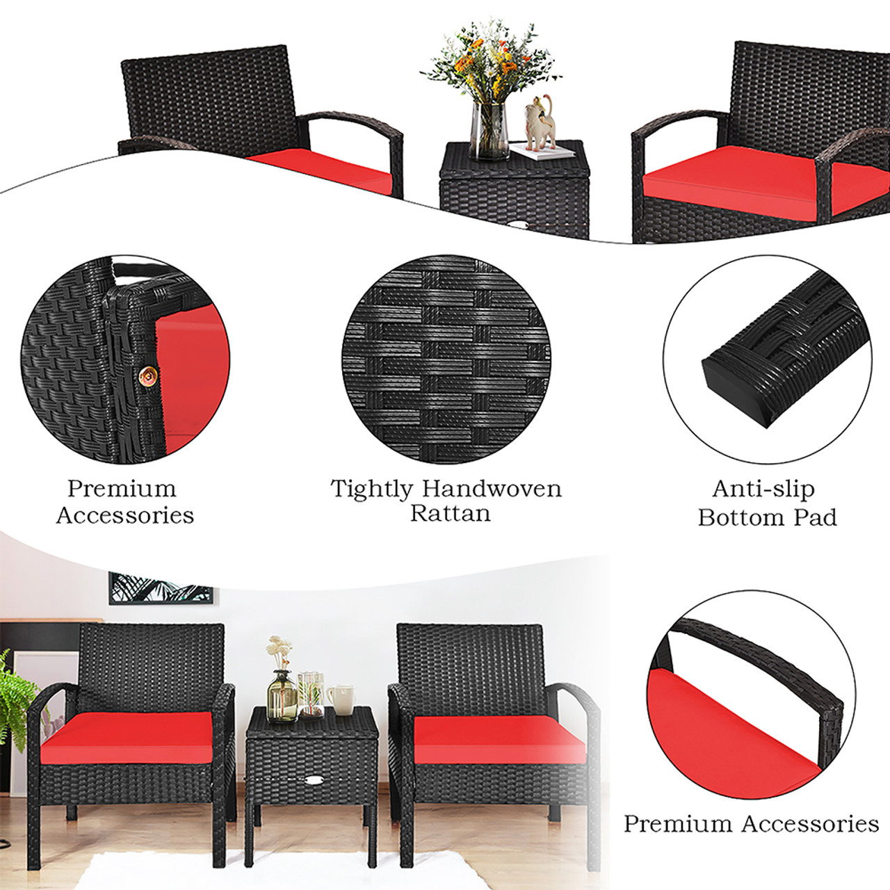 3-Piece Patio Rattan Furniture Set  product image