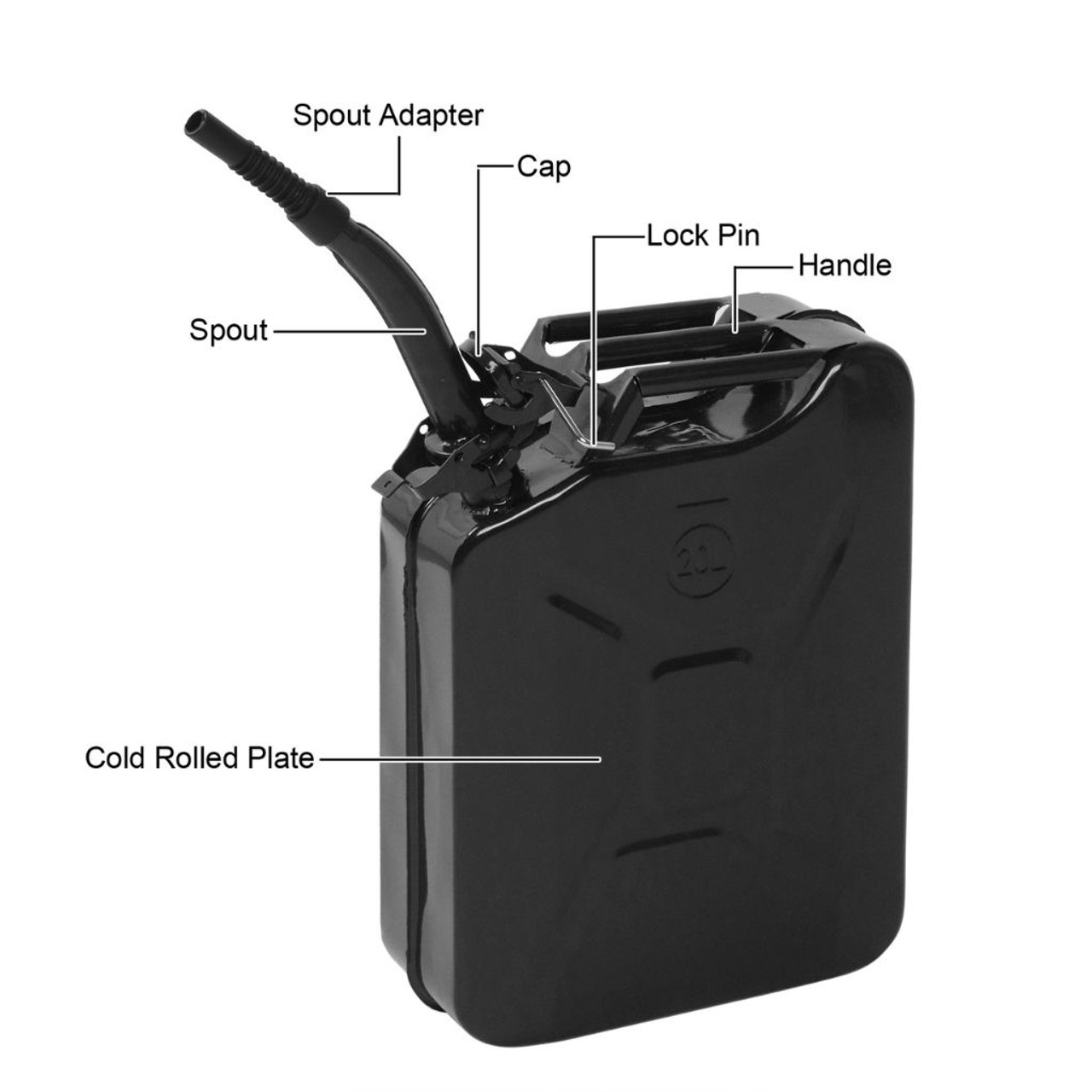 5-Gallon Jerry Can Gasoline Canister with Spout Black product image