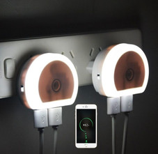 Plug-in Night Light with USB Ports and Motion Sensor (2-Pack) product image