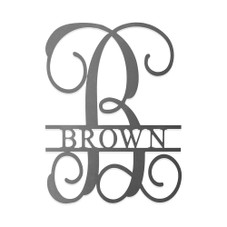 Personalized Fancy Monogram Metal Family Name Sign product image