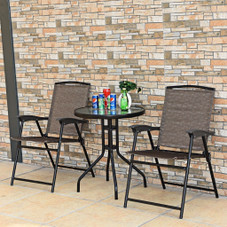 Rattan Folding Chairs and Glass Table Bistro Set product image