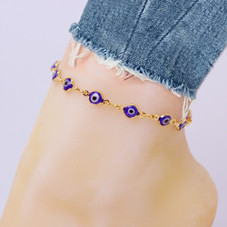 18K-Gold Plated Crystal Evil Eye Anklet product image