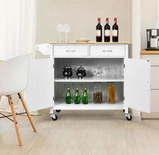 Modern Rolling Wood Top Kitchen Island Cart product image