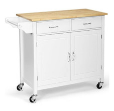 Modern Rolling Wood Top Kitchen Island Cart product image