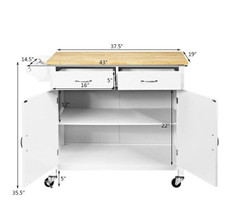 Modern Rolling Wood Top Kitchen Island Cart product image