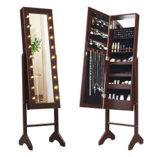 18-LED Mirrored Standing Jewelry Cabinet product image
