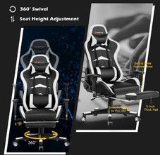 Reclining Swivel Massage Office/Gaming Chair with Footrest product image