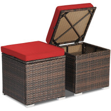 Patio Rattan Ottomans with Hidden Storage Space (Set of 2) product image