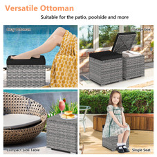 Patio Rattan Ottomans with Hidden Storage Space (Set of 2) product image