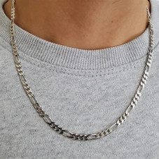 Solid 925 Sterling Silver 4mm Italian Figaro Link Chain product image