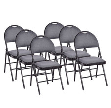 Fabric Upholstered Metal Frame Folding Chairs (Set of 6) product image