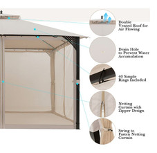 Outdoor Patio 12' x 10' Gazebo Canopy with Netting product image