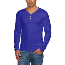 Men's Slim Fit V-Neck Long Sleeve Cotton 3-Button T-Shirt product image