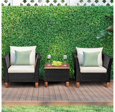 3-Piece Rattan and Wood Outdoor Chair and Table Set product image