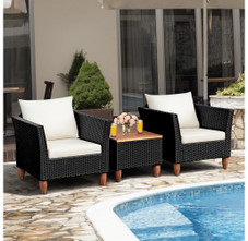 3-Piece Rattan and Wood Outdoor Chair and Table Set product image