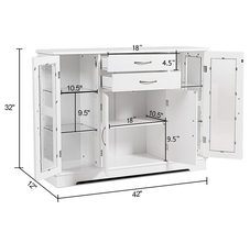 Buffet Storage Cabinet Console Cupboard with Glass Door Drawers product image