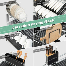 2-Tier Detachable Dish Rack with Drainboard & 360-Degree Swivel Spout product image