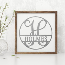 Personalized 12-Inch Circle Monogram Last Name Metal Sign product image