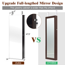 Wall- or Door-Mounted Jewelry Organizer with Mirror & 2 LEDs product image