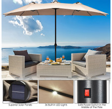 Double-Sided 15-Foot Solar LED Patio Umbrella with Crank product image
