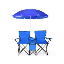 Folding Double Picnic Chair with Umbrella & Cooler Table product image