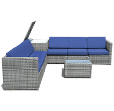 8-Piece Wicker Sofa Rattan Dining Set Patio Furniture with Storage Table product image