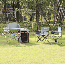 Foldable Outdoor BBQ Camping Table with Windscreen product image