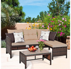 Rattan Outdoor 3-Piece Chaise Sofa Set with Table product image