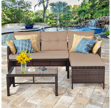 Rattan Outdoor 3-Piece Chaise Sofa Set with Table product image