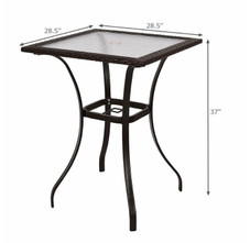 Outdoor Rattan Square Glass Top Bar Table product image
