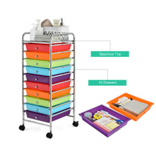 Rolling 10-Drawer Multicolored Storage Cart  product image