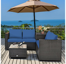 Rattan 4 Piece Storage Loveseat Patio Set product image