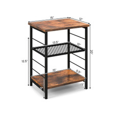 3-Tier Industrial Side Table with Adjustable Mesh Shelf (Set of 2) product image