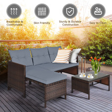 Rattan Wicker Outdoor 3-Piece Patio Sectional product image