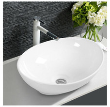 White Ceramic Oval Bathroom Sink product image