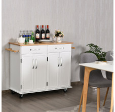Rolling Wood Top Cabinet Kitchen Island Cart product image