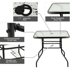 Square 32'' Steel Frame Tempered Glass Top Patio Table product image