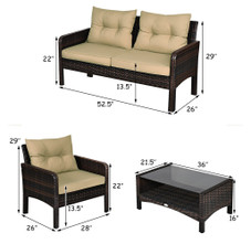 Rattan 4-Piece Loveseat Patio Furniture Set product image