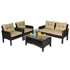 Rattan 4-Piece Loveseat Patio Furniture Set product image